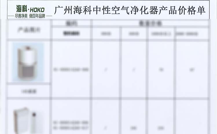 空气净化器报单价